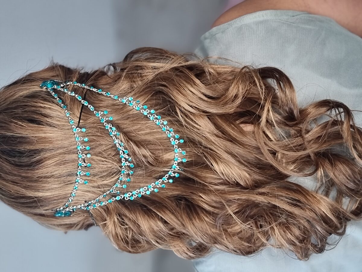 Bridal hair styling with intricate updo